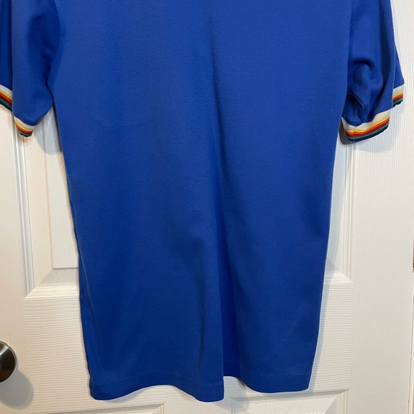 VTG Sea Waves blue ‘Hawaii’ polo shirt w/ rainbow collar & sleeve detail sz L - Picture 5 of 11